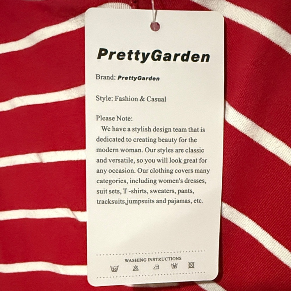 Elegant Red and White Striped Midi Dress NWT size Large - Picture 4 of 6